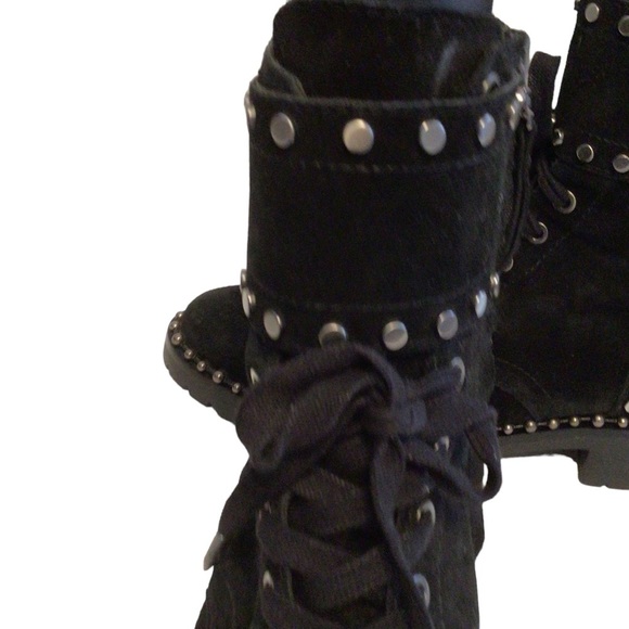 Sam Edelman Jennifer Black Studded Combat Boot Size US 6.5 - Picture 13 of 14